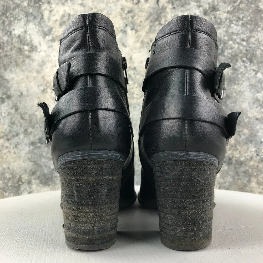 Josef Seibel Women's Size 39 (8-8.5) Britney Black Leather Buckle Ankle Boots